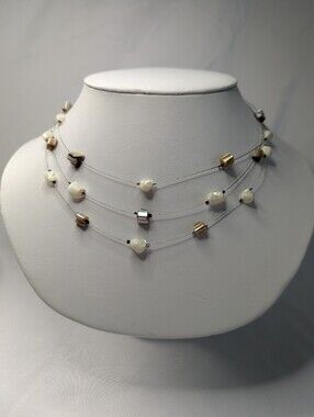 Multi-Strand Mother Of Pearl and Bead Necklace